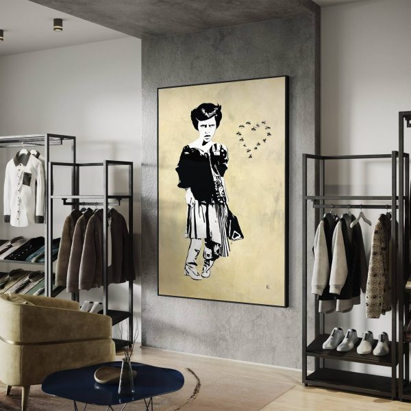Premium large scale 90x150cm focal artwork styled in a luxury modern living room interior