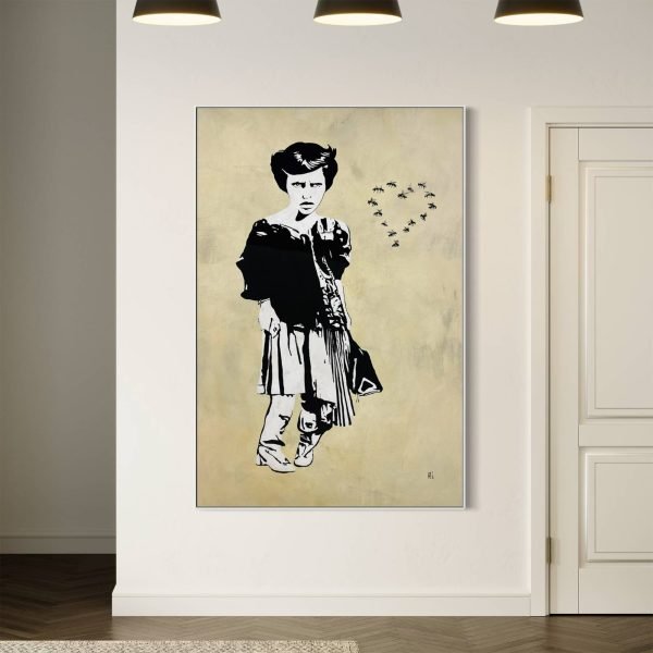 WTF original contemporary pop art painting with vintage figure by artist PEZ