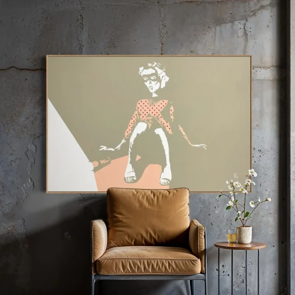 Torchlight Confessions original pop art painting of an ambiguous 1950s housewife by PEZ Artist.