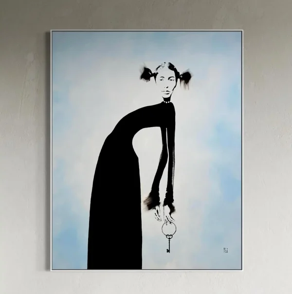 Custodian original figurative abstract painting by Australian artist PEZ, featuring a multi-layered textured acrylic composition.