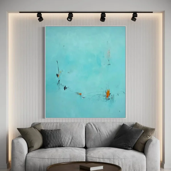 Fuse by pezart.com.au an investment grade large scale teal and orange abstract expressionist painting.