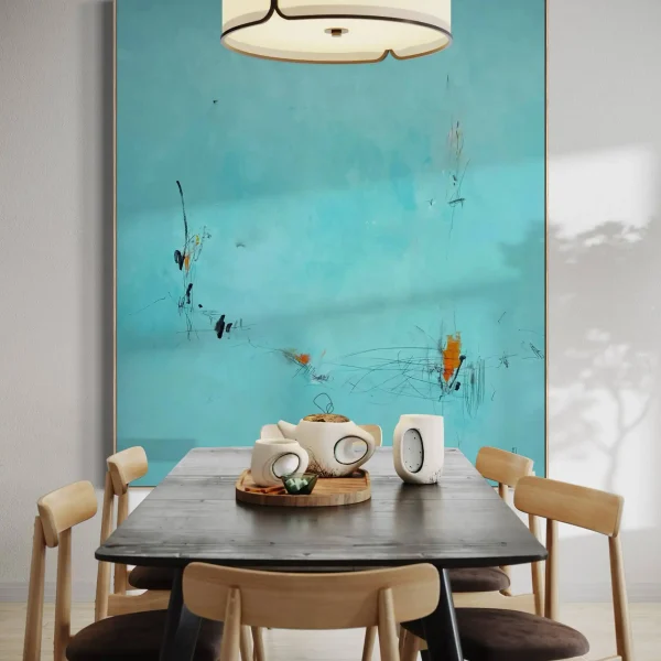 Fuse by pezart.com.au an investment grade large scale teal and orange abstract expressionist painting.